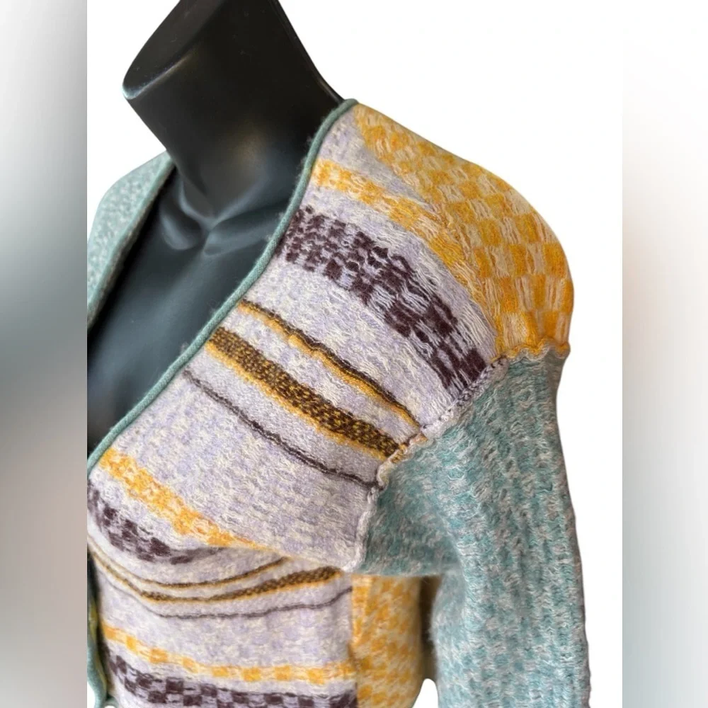 Free People women’s multicolor Ready Set Go Cardigan cropped sweater sz XS used - Picture 5 of 11